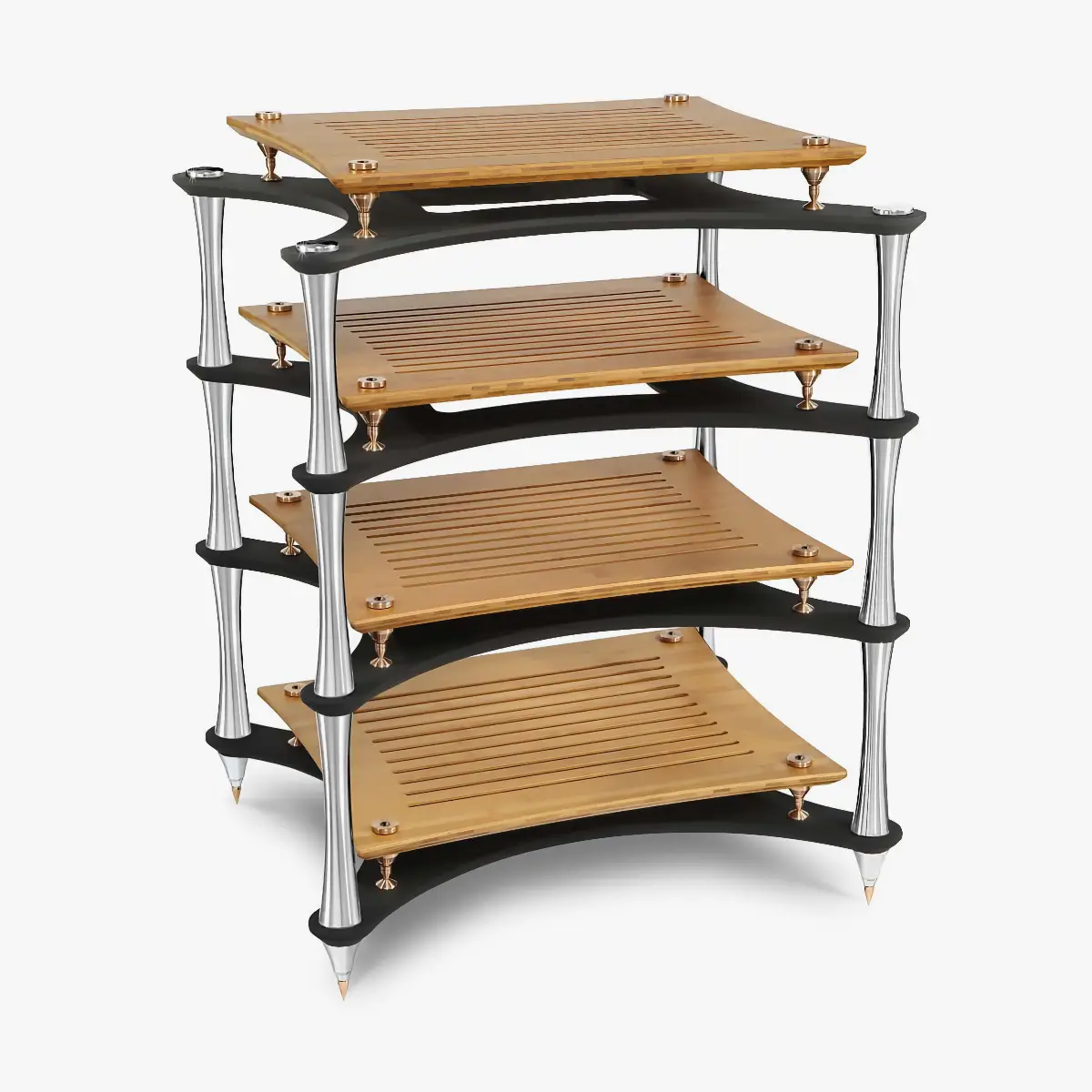 Quadraspire X-Reference in natural bamboo / black with silver columns