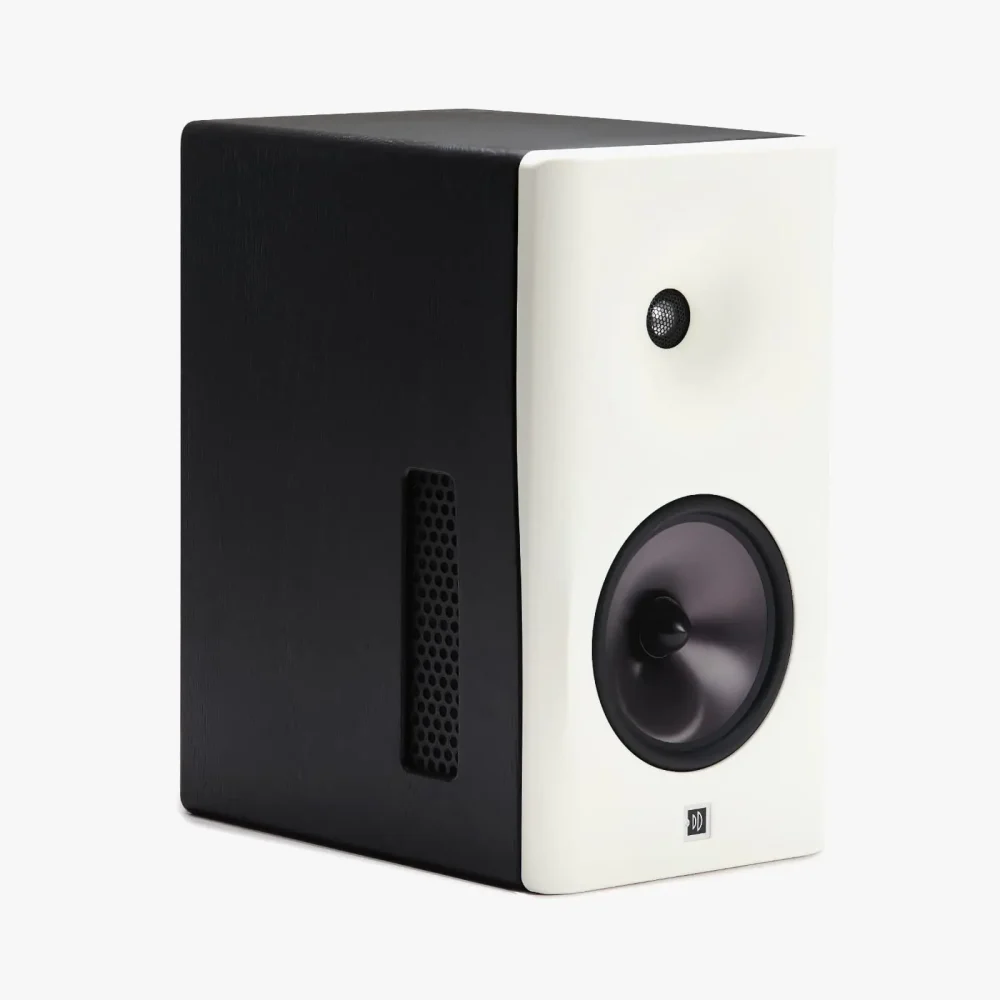 Dutch & Dutch 8c active speaker in black oak with white front baffle