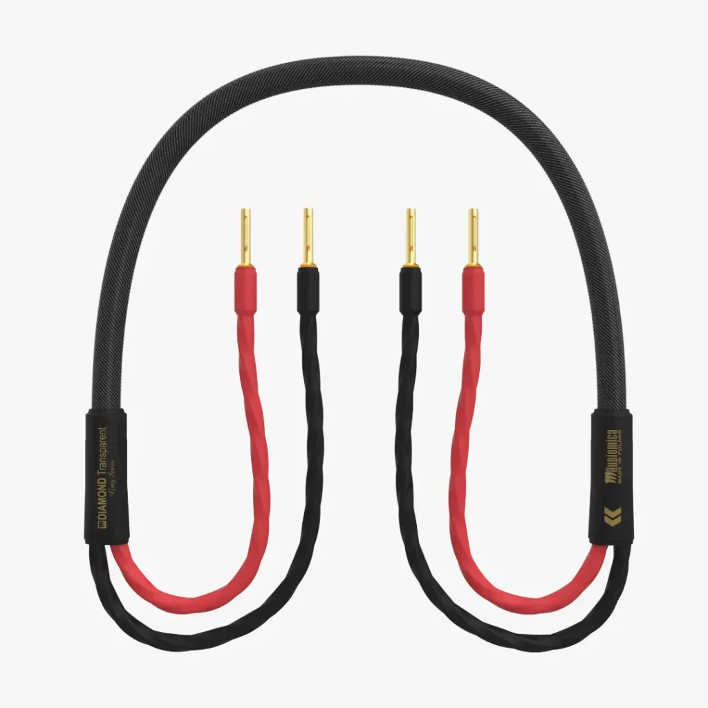 Audiomica Diamond Transparent speaker cables banana to banana