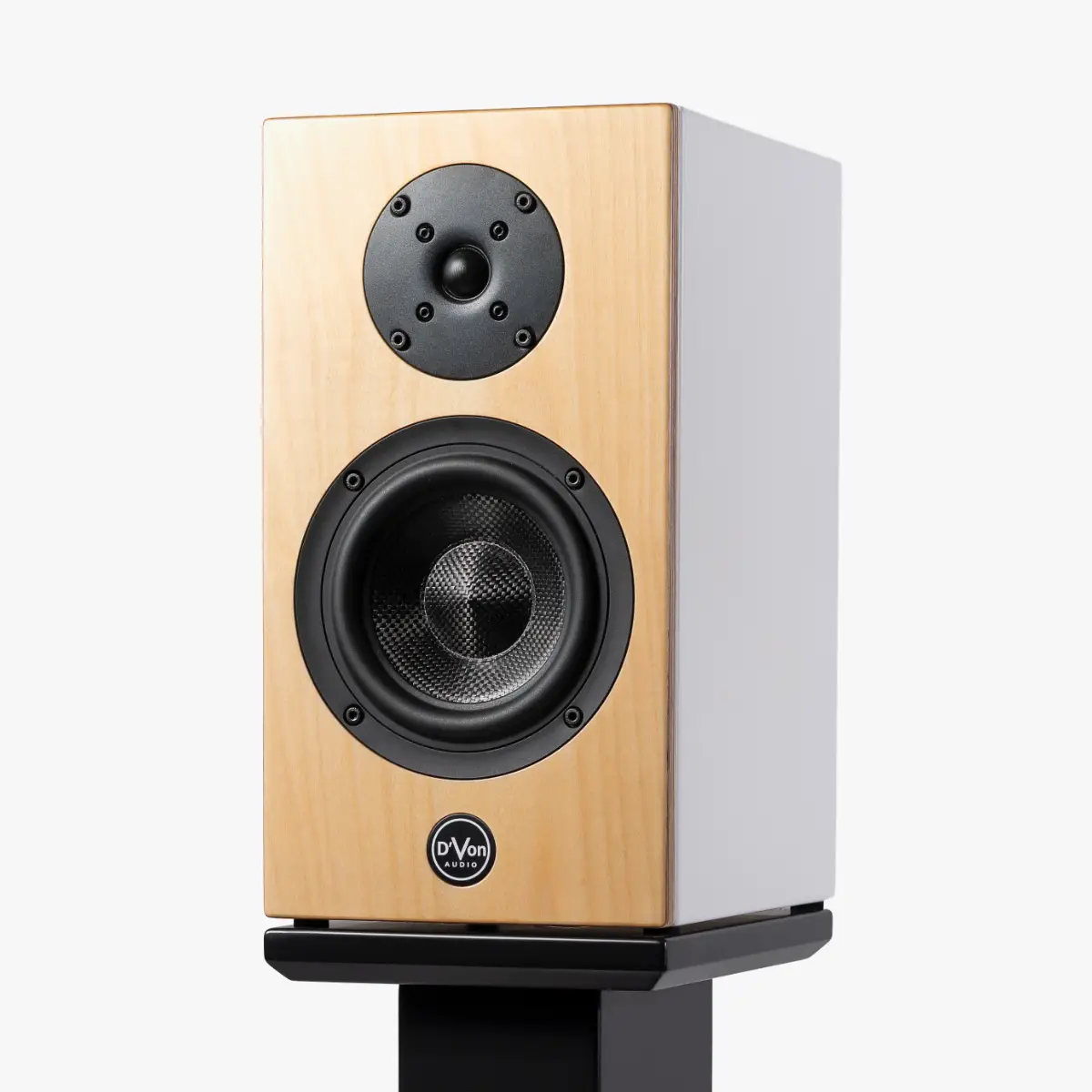 D'Von Audio SQ-10 standmount speaker in birch / white finish