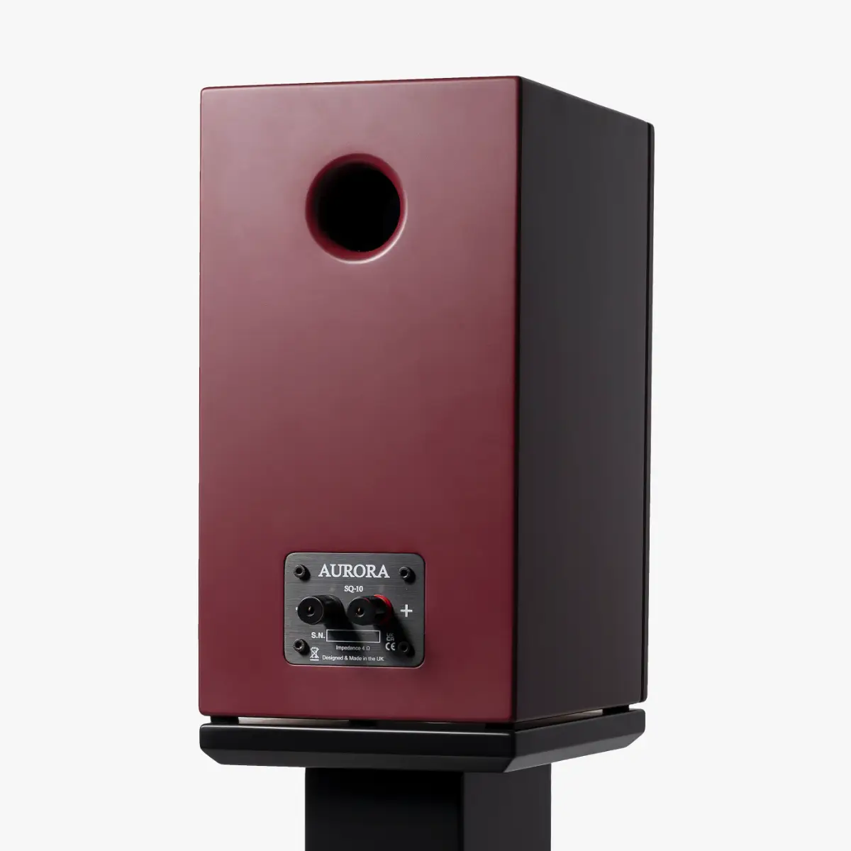 D'Von Audio SQ-10 standmount speaker in burgundy finish