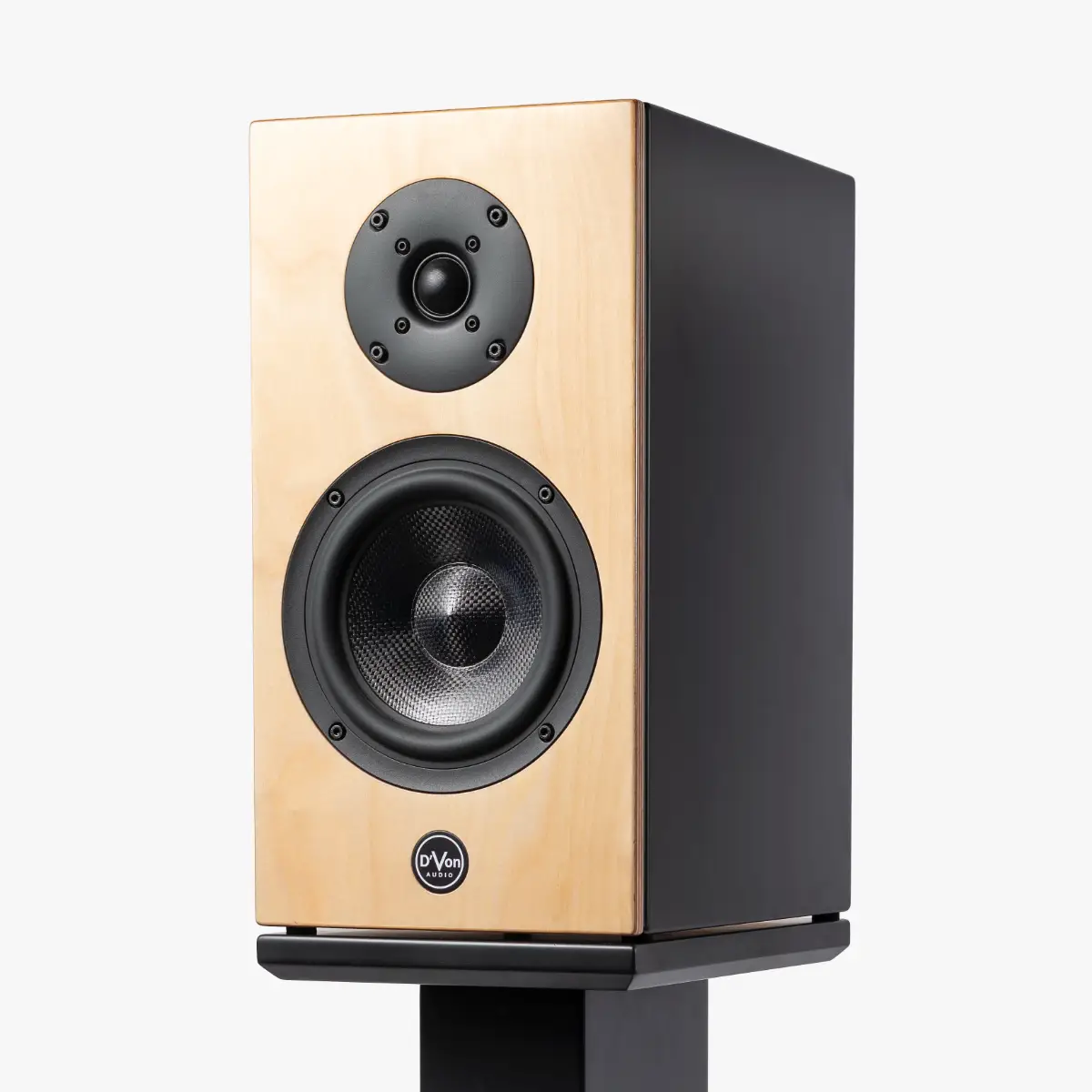 D'Von Audio Aurora SQ-20 standmount speaker in birch / black finish