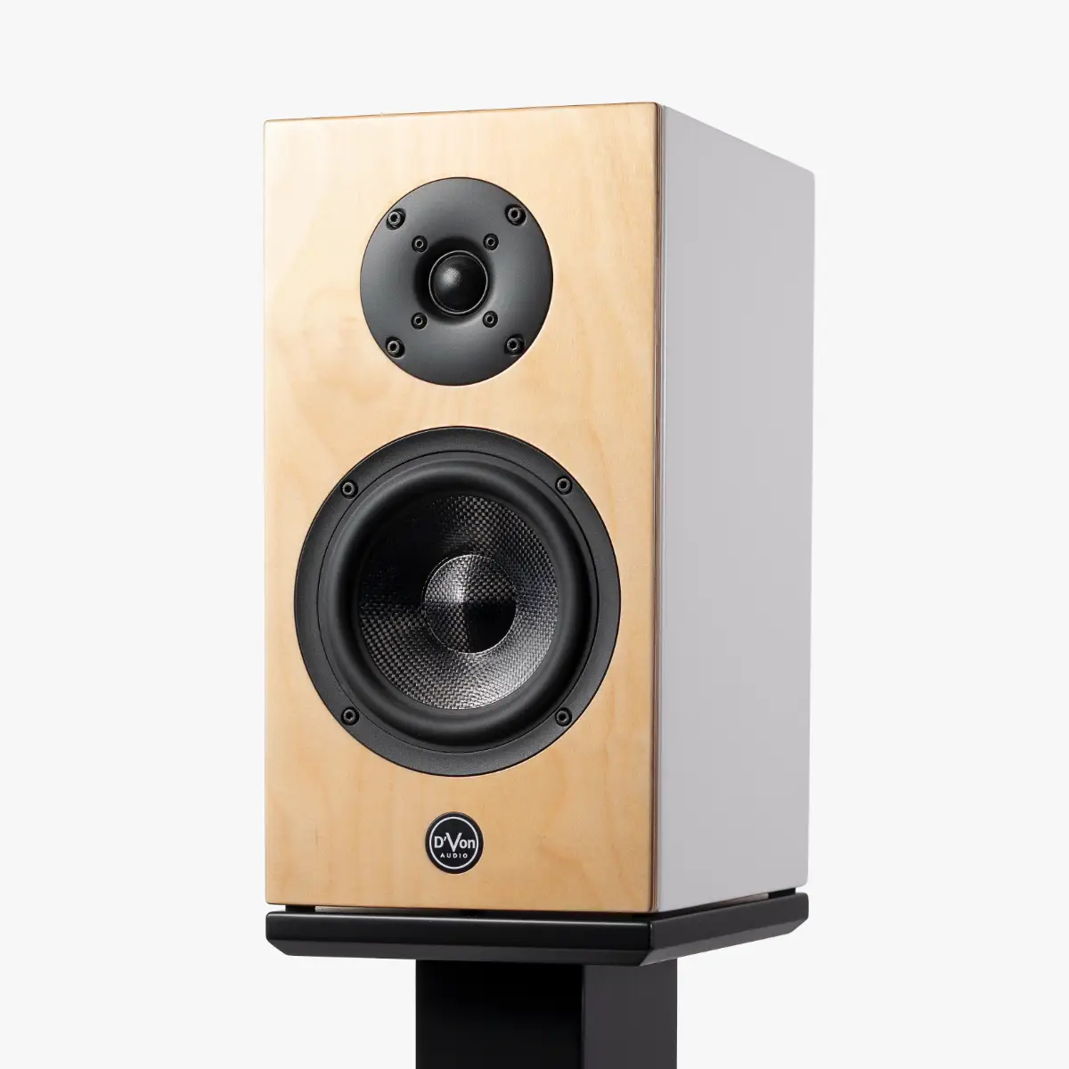 D'Von Audio Aurora SQ-20 standmount speaker in birch / white finish