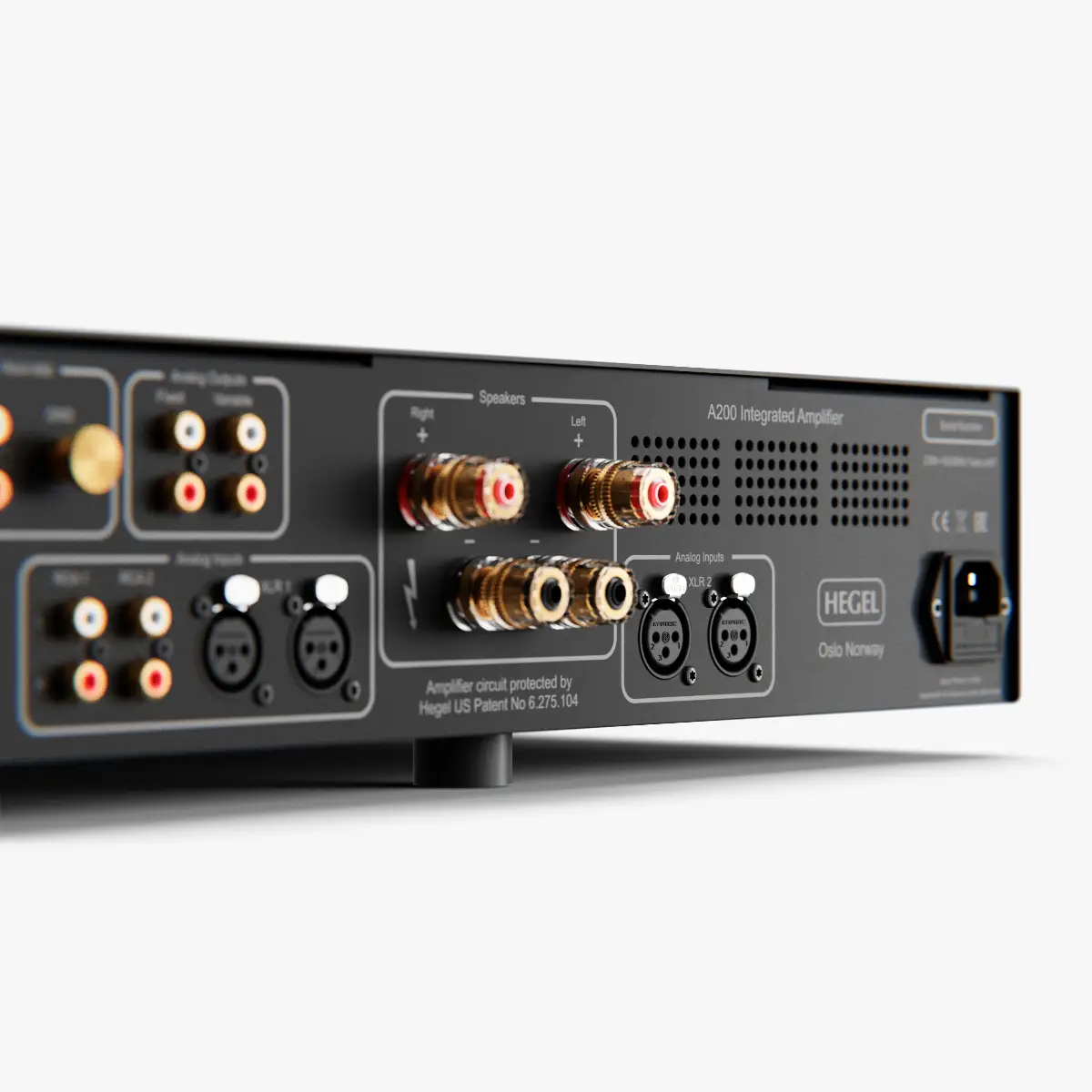 Hegel A200 rear panel connections