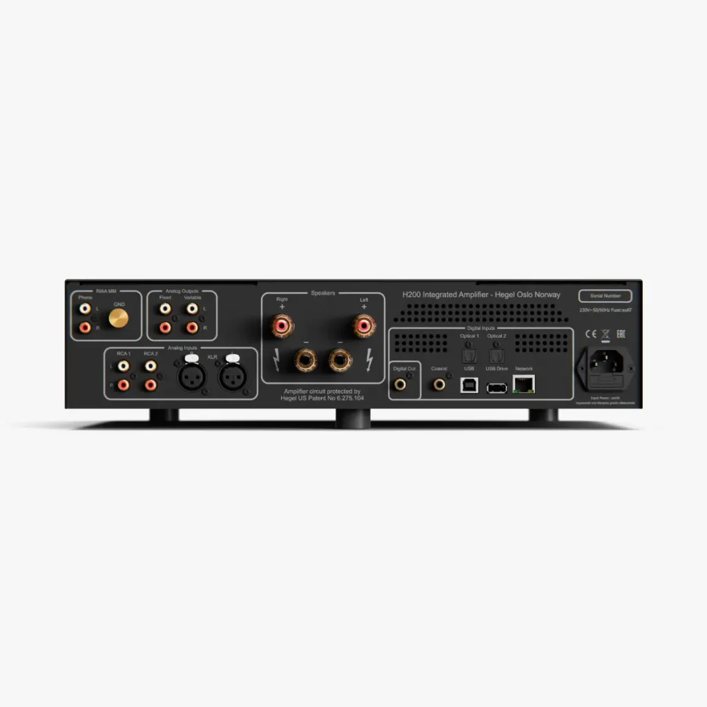 Hegel H200 integrated amplifier rear panel