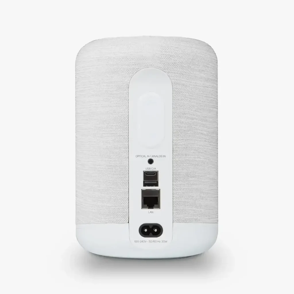 Bluesound Pulse Flex in pebble grey rear panel connections