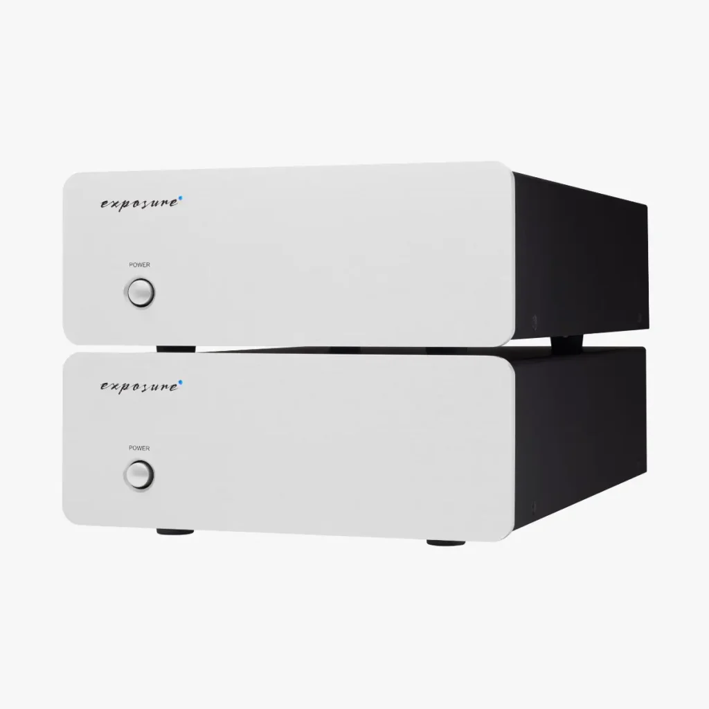 Exposure XM9 mono power amplifiers in titanium finish