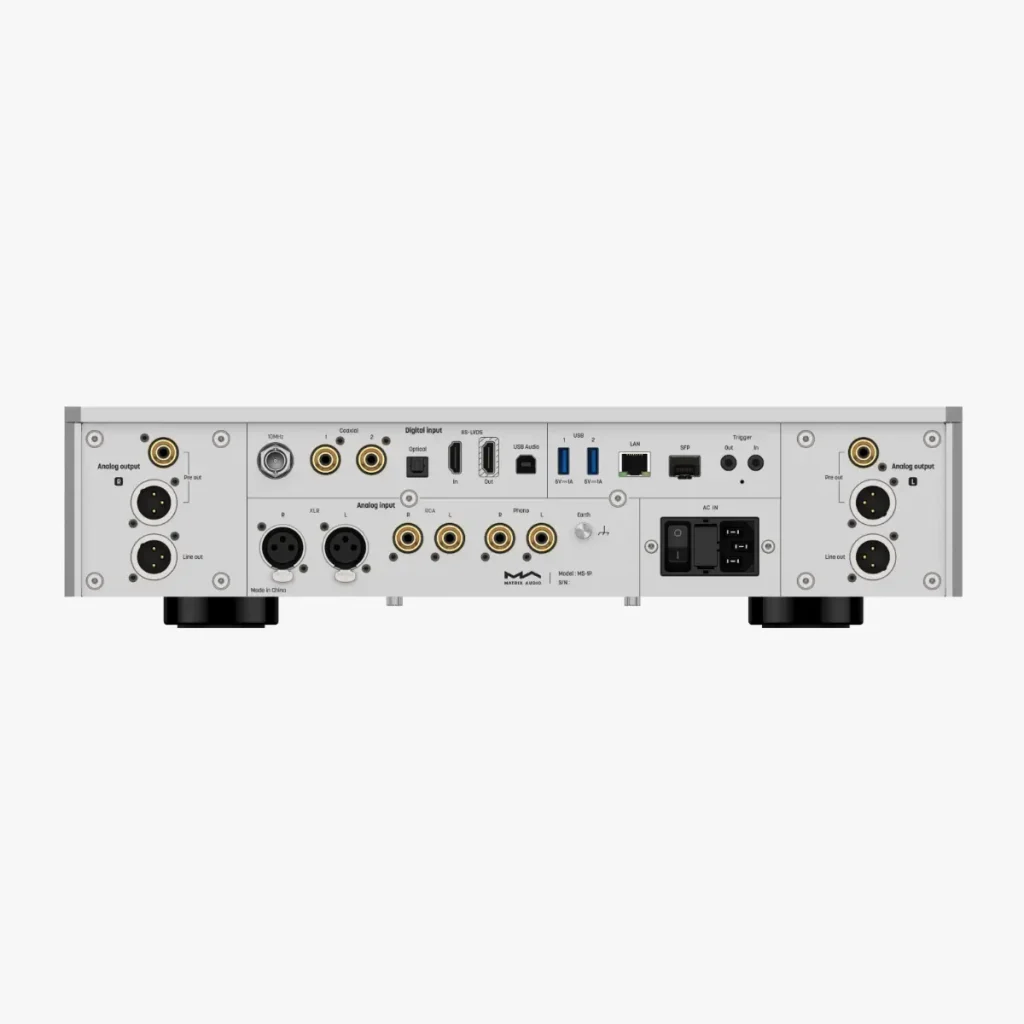 Matrix Audio MS-1P music streamer and preamplifier rear panel