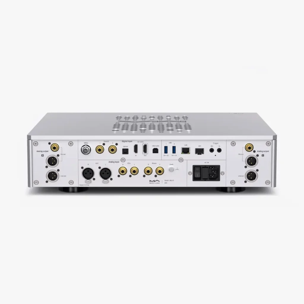 Matrix Audio MS-1P music streamer and preamplifier rear panel
