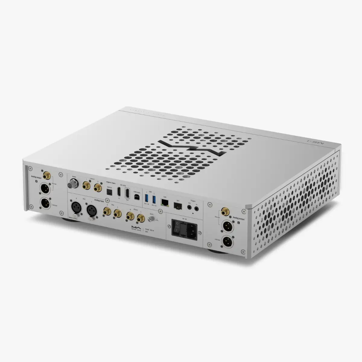 Matrix Audio MS-1P music streamer and preamplifier rear panel