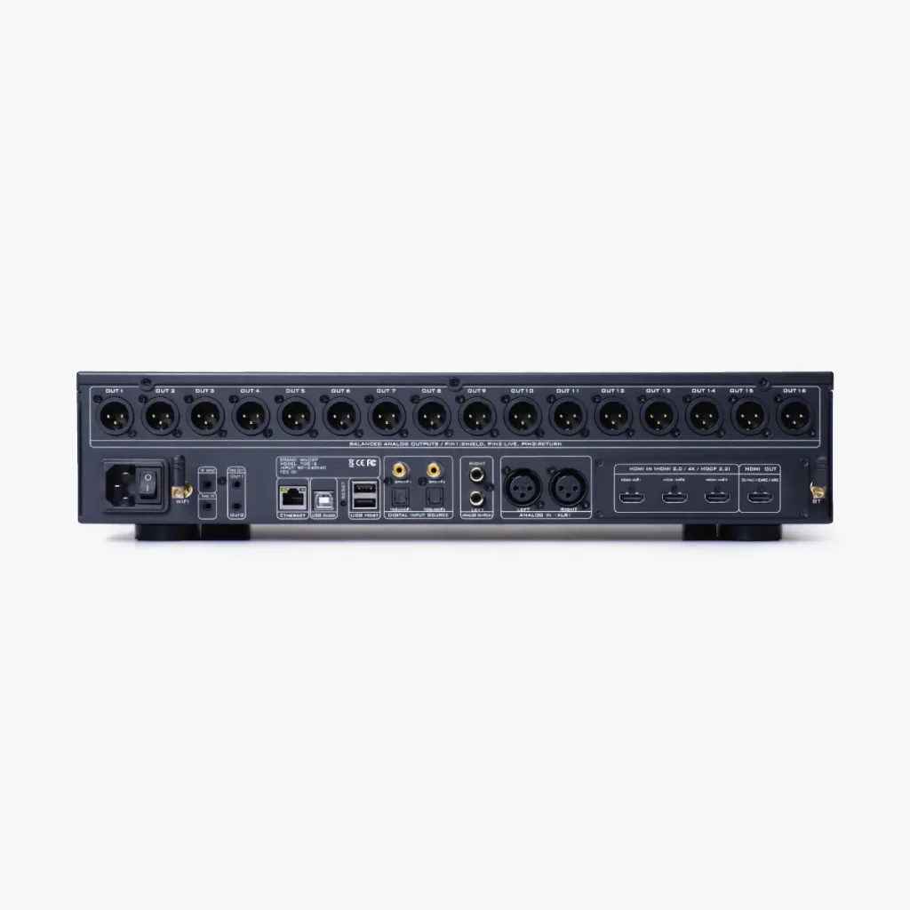 miniDSP Tide16 immersive audio processor rear panel connections